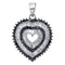10kt White Gold Women's Round Black Color Enhanced Diamond Framed Heart Pendant 7-8 Cttw - FREE Shipping (US/CAN)-Gold & Diamond Pendants & Necklaces-JadeMoghul Inc.