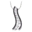10kt White Gold Women's Round Black Color Enhanced Diamond Graduated Journey Pendant 1-2 Cttw - FREE Shipping (US/CAN)-Gold & Diamond Pendants & Necklaces-JadeMoghul Inc.
