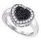 10kt White Gold Women's Round Black Color Enhanced Diamond Heart Cluster Ring 1/2 Cttw - FREE Shipping (US/CAN)-Gold & Diamond Heart Rings-5-JadeMoghul Inc.