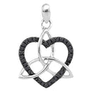 10kt White Gold Women's Round Black Color Enhanced Diamond Heart Love Pendant 1-10 Cttw - FREE Shipping (US/CAN)-Gold & Diamond Pendants & Necklaces-JadeMoghul Inc.