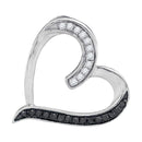 10kt White Gold Women's Round Black Color Enhanced Diamond Heart Love Pendant 1-5 Cttw - FREE Shipping (US/CAN)-Gold & Diamond Pendants & Necklaces-JadeMoghul Inc.