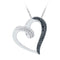 10kt White Gold Women's Round Black Color Enhanced Diamond Heart Love Pendant 1-6 Cttw - FREE Shipping (US/CAN)-Gold & Diamond Pendants & Necklaces-JadeMoghul Inc.