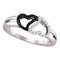 10kt White Gold Women's Round Black Color Enhanced Diamond Heart Love Ring 1/6 Cttw - FREE Shipping (US/CAN)-Gold & Diamond Heart Rings-5-JadeMoghul Inc.