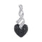 10kt White Gold Womens Round Black Color Enhanced Diamond Heart Pendant 1-3 Cttw-Gold & Diamond Pendants & Necklaces-JadeMoghul Inc.