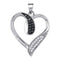 10kt White Gold Womens Round Black Color Enhanced Diamond Heart Pendant 1-5 Cttw-Gold & Diamond Pendants & Necklaces-JadeMoghul Inc.