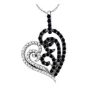 10kt White Gold Women's Round Black Color Enhanced Diamond Heart Pendant 5-8 Cttw - FREE Shipping (US/CAN)-Gold & Diamond Pendants & Necklaces-JadeMoghul Inc.