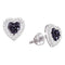 10kt White Gold Women's Round Black Color Enhanced Diamond Heart Screwback Earrings 1-3 Cttw - FREE Shipping (US/CAN)-Gold & Diamond Earrings-JadeMoghul Inc.