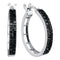 10kt White Gold Women's Round Black Color Enhanced Diamond Hoop Earrings 1-2 Cttw - FREE Shipping (US/CAN)-Gold & Diamond Earrings-JadeMoghul Inc.