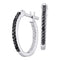 10kt White Gold Women's Round Black Color Enhanced Diamond Hoop Earrings 1-4 Cttw - FREE Shipping (US/CAN)-Gold & Diamond Earrings-JadeMoghul Inc.