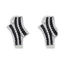 10kt White Gold Women's Round Black Color Enhanced Diamond Hoop Earrings 7-8 Cttw - FREE Shipping (US/CAN)-Gold & Diamond Earrings-JadeMoghul Inc.