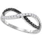 10kt White Gold Women's Round Black Color Enhanced Diamond Infinity Ring 1/3 Cttw - FREE Shipping (US/CAN)-Gold & Diamond Rings-5-JadeMoghul Inc.