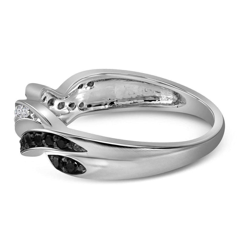10kt White Gold Women's Round Black Color Enhanced Diamond Infinity Weave Band 1/4 Cttw - FREE Shipping (US/CAN)-Gold & Diamond Bands-5-JadeMoghul Inc.