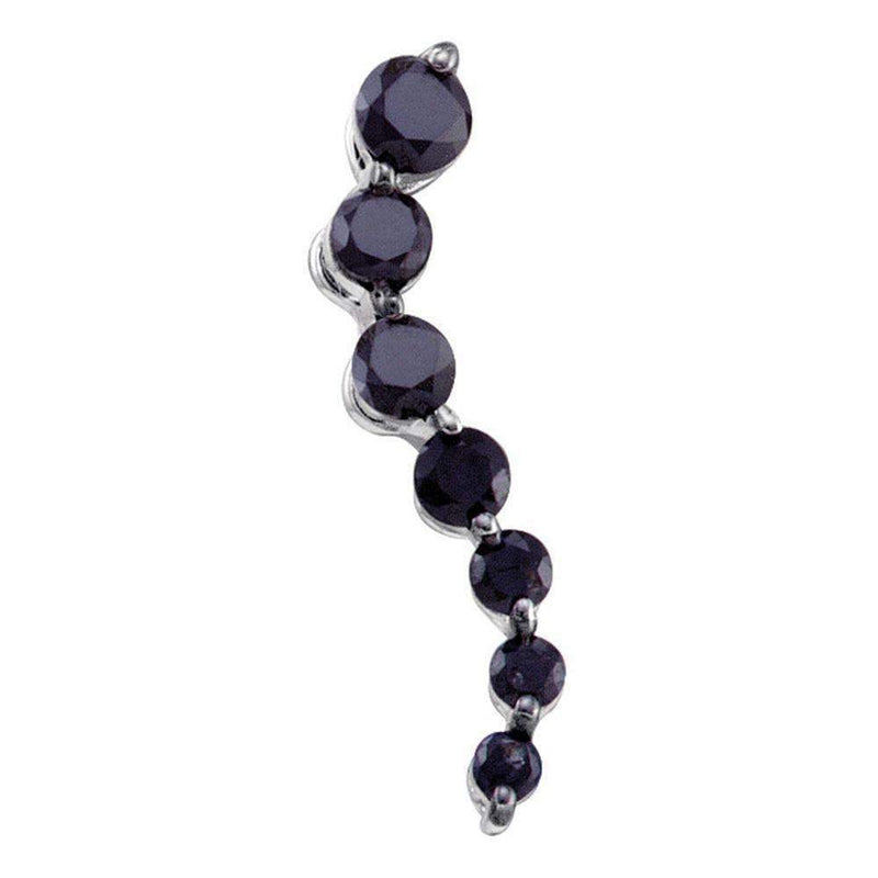 10kt White Gold Women's Round Black Color Enhanced Diamond Journey Pendant 1-4 Cttw - FREE Shipping (US/CAN)-Gold & Diamond Pendants & Necklaces-JadeMoghul Inc.