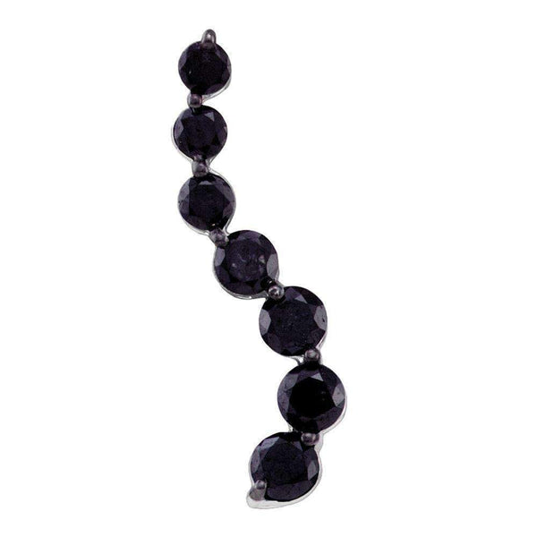 10kt White Gold Women's Round Black Color Enhanced Diamond Journey Pendant 1.00 Cttw - FREE Shipping (US/CAN)-Gold & Diamond Pendants & Necklaces-JadeMoghul Inc.