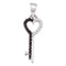10kt White Gold Women's Round Black Color Enhanced Diamond Key Heart Pendant 1-10 Cttw - FREE Shipping (US/CAN)-Gold & Diamond Pendants & Necklaces-JadeMoghul Inc.