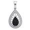 10kt White Gold Women's Round Black Color Enhanced Diamond Milgrain Teardrop Pendant 1-3 Cttw - FREE Shipping (US/CAN)-Gold & Diamond Pendants & Necklaces-JadeMoghul Inc.