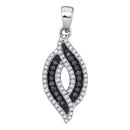 10kt White Gold Women's Round Black Color Enhanced Diamond Oval Pendant 1-3 Cttw - FREE Shipping (US/CAN)-Gold & Diamond Pendants & Necklaces-JadeMoghul Inc.