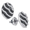 10kt White Gold Women's Round Black Color Enhanced Diamond Oval Stripe Cluster Earrings 3-8 Cttw - FREE Shipping (USA/CAN)-Gold & Diamond Earrings-JadeMoghul Inc.
