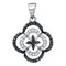 10kt White Gold Women's Round Black Color Enhanced Diamond Quatrefoil Cluster Pendant 1-4 Cttw - FREE Shipping (US/CAN)-Gold & Diamond Pendants & Necklaces-JadeMoghul Inc.