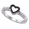 10kt White Gold Women's Round Black Color Enhanced Diamond Simple Heart Ring 1/8 Cttw - FREE Shipping (US/CAN)-Gold & Diamond Heart Rings-5-JadeMoghul Inc.