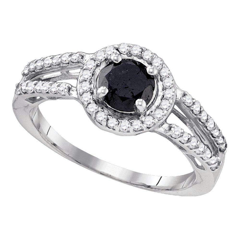 10kt White Gold Women's Round Black Color Enhanced Diamond Solitaire Bridal Wedding Engagement Ring 1-1/20 Cttw - FREE Shipping (US/CAN)-Gold & Diamond Engagement & Anniversary Rings-5-JadeMoghul Inc.