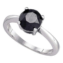 10kt White Gold Women's Round Black Color Enhanced Diamond Solitaire Bridal Wedding Engagement Ring 2.00 Cttw - FREE Shipping (USA/CAN)-Gold & Diamond Engagement & Anniversary Rings-5-JadeMoghul Inc.