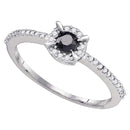 10kt White Gold Women's Round Black Color Enhanced Diamond Solitaire Bridal Wedding Engagement Ring 3/8 Cttw - FREE Shipping (USA/CAN)-Gold & Diamond Engagement & Anniversary Rings-5.5-JadeMoghul Inc.