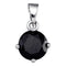 10kt White Gold Women's Round Black Color Enhanced Diamond Solitaire Pendant 2.00 Cttw - FREE Shipping (US/CAN)-Gold & Diamond Pendants & Necklaces-JadeMoghul Inc.