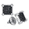 10kt White Gold Women's Round Black Color Enhanced Diamond Square Cluster Earrings 1-4 Cttw - FREE Shipping (USA/CAN)-Gold & Diamond Earrings-JadeMoghul Inc.