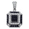 10kt White Gold Women's Round Black Color Enhanced Diamond Square Cluster Pendant 1-2 Cttw - FREE Shipping (US/CAN)-Gold & Diamond Pendants & Necklaces-JadeMoghul Inc.