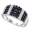 10kt White Gold Women's Round Black Color Enhanced Diamond Stripe Band Ring 7/8 Cttw - FREE Shipping (US/CAN)-Gold & Diamond Bands-5-JadeMoghul Inc.