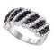10kt White Gold Women's Round Black Color Enhanced Diamond Striped Band Ring 1-3/8 Cttw - FREE Shipping (US/CAN)-Gold & Diamond Bands-5-JadeMoghul Inc.