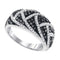 10kt White Gold Women's Round Black Color Enhanced Diamond Striped Fin Band 3/4 Cttw - FREE Shipping (US/CAN)-Gold & Diamond Fashion Rings-5-JadeMoghul Inc.