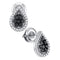 10kt White Gold Women's Round Black Color Enhanced Diamond Teardrop Cluster Stud Earrings 1-2 Cttw - FREE Shipping (USA/CAN)-Gold & Diamond Earrings-JadeMoghul Inc.