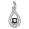 10kt White Gold Women's Round Black Color Enhanced Diamond Teardrop Pendant 1-4 Cttw - FREE Shipping (US/CAN)-Gold & Diamond Pendants & Necklaces-JadeMoghul Inc.