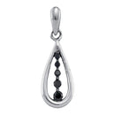10kt White Gold Women's Round Black Color Enhanced Diamond Teardrop Pendant 1-8 Cttw - FREE Shipping (US/CAN)-Gold & Diamond Pendants & Necklaces-JadeMoghul Inc.