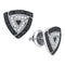 10kt White Gold Women's Round Black Color Enhanced Diamond Triangle Frame Stud Earrings 1-2 Cttw - FREE Shipping (USA/CAN)-Gold & Diamond Earrings-JadeMoghul Inc.