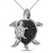 10kt White Gold Womens Round Black Color Enhanced Diamond Turtle Animal Pendant 1-8 Cttw-Gold & Diamond Pendants & Necklaces-JadeMoghul Inc.