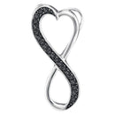 10kt White Gold Women's Round Black Color Enhanced Diamond Vertical Infinity Heart Pendant 1-10 Cttw - FREE Shipping (US/CAN)-Gold & Diamond Pendants & Necklaces-JadeMoghul Inc.