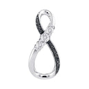 10kt White Gold Women's Round Black Color Enhanced Diamond Vertical Infinity Pendant .03 Cttw - FREE Shipping (US/CAN)-Gold & Diamond Pendants & Necklaces-JadeMoghul Inc.
