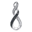 10kt White Gold Women's Round Black Color Enhanced Diamond Vertical Infinity Pendant 1-12 Cttw - FREE Shipping (US/CAN)-Gold & Diamond Pendants & Necklaces-JadeMoghul Inc.