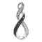 10kt White Gold Women's Round Black Color Enhanced Diamond Vertical Infinity Pendant 1-12 Cttw - FREE Shipping (US/CAN)-Gold & Diamond Pendants & Necklaces-JadeMoghul Inc.