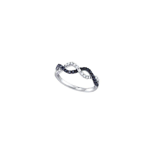 10kt White Gold Women's Round Black Color Enhanced Diamond Woven Band Ring 3/8 Cttw - FREE Shipping (US/CAN)-Gold & Diamond Bands-5-JadeMoghul Inc.