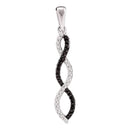 10kt White Gold Women's Round Black Color Enhanced Diamond Woven Infinity Pendant 1-8 Cttw - FREE Shipping (US/CAN)-Gold & Diamond Pendants & Necklaces-JadeMoghul Inc.