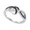 10kt White Gold Women's Round Black Color Enhanced Diamond Woven Strand Band Ring 1-5 Cttw - FREE Shipping (US/CAN)-Gold & Diamond Bands-JadeMoghul Inc.