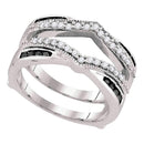 10kt White Gold Women's Round Black Color Enhanced Diamond Wrap Ring Guard Enhancer Wedding Band 1/2 Cttw - FREE Shipping (US/CAN)-Gold & Diamond Wedding Jewelry-5-JadeMoghul Inc.