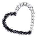 10kt White Gold Women's Round Black Pave-set Color Enhanced Diamond Heart Outline Pendant 1-4 Cttw - FREE Shipping (US/CAN)-Gold & Diamond Pendants & Necklaces-JadeMoghul Inc.