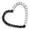 10kt White Gold Women's Round Black Pave-set Color Enhanced Diamond Heart Outline Pendant 1-4 Cttw - FREE Shipping (US/CAN)-Gold & Diamond Pendants & Necklaces-JadeMoghul Inc.