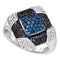 10kt White Gold Women's Round Blue Black Color Enhanced Diamond Square Cluster Ring 7/8 Cttw - FREE Shipping (US/CAN)-Gold & Diamond Fashion Rings-8.5-JadeMoghul Inc.