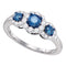 10kt White Gold Women's Round Blue Color Enhanced Diamond 3-stone Bridal Wedding Engagement Ring 1.00 Cttw - FREE Shipping (USA/CAN)-Gold & Diamond Engagement & Anniversary Rings-5-JadeMoghul Inc.